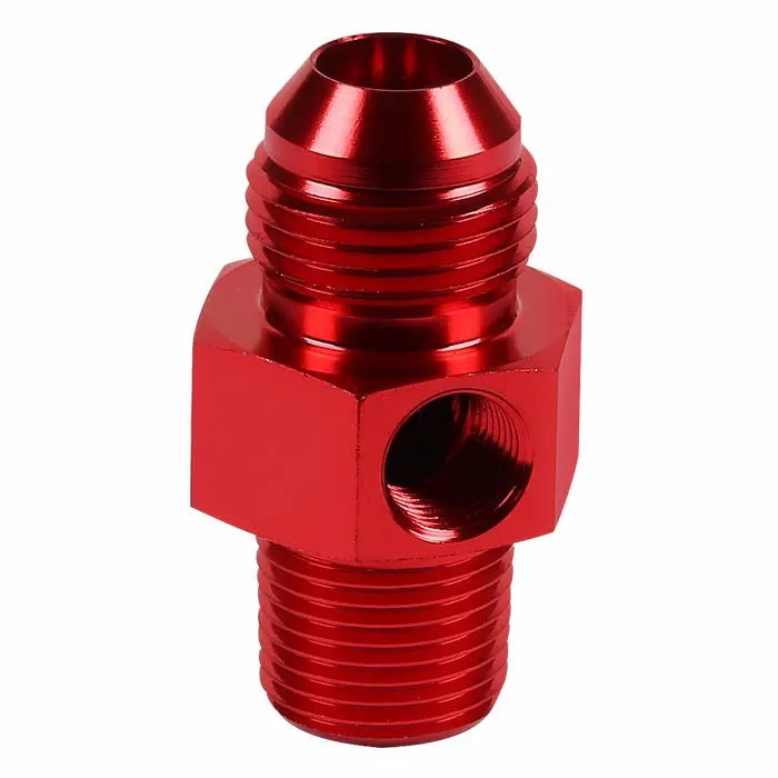 Red -8 To 3/8 Npt, 1/8 Npt Side Port Straight [An Flare To Npt / Metric Adapter (Side Port)] Oil/Fuel An Fitting 1