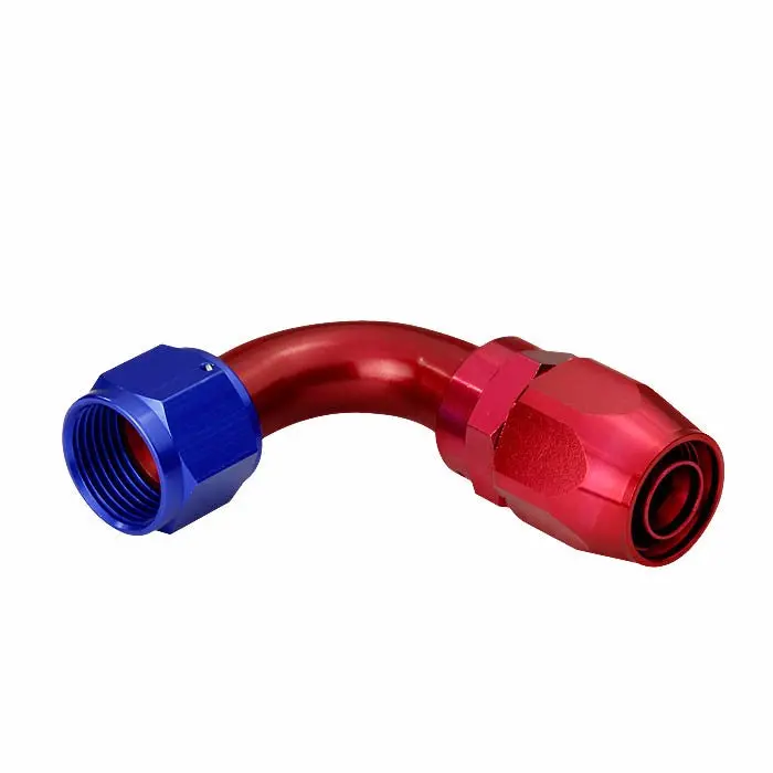 Blue / Red -8 An 90 Degree [Compression Double Swivel Hose End To An Female] Oil/Fuel An Fitting Adapter T1 1
