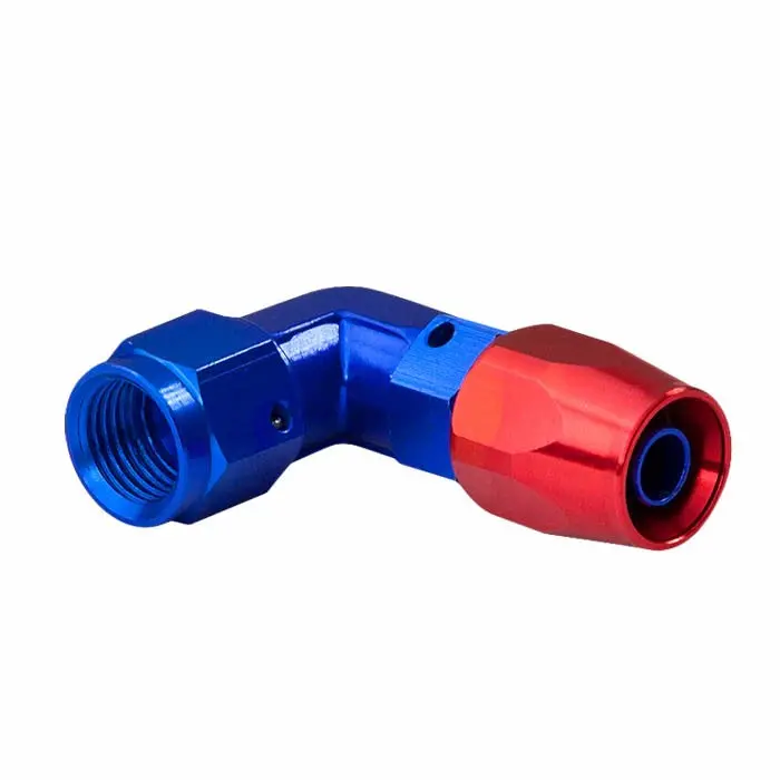 Blue / Red -4 An 90 Degree [Compression Double Swivel Hose End To An Female] Oil/Fuel An Fitting Adapter T2 1