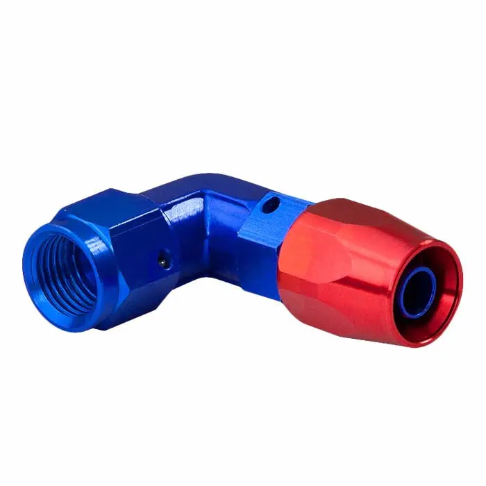 Blue / Red -6 An 90 Degree [Compression Double Swivel Hose End To An Female] Oil/Fuel An Fitting Adapter T2 1