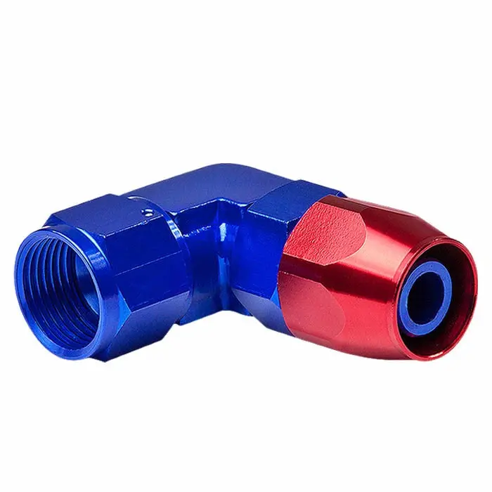 Blue / Red -12 An 90 Degree [Compression Double Swivel Hose End To An Female] Oil/Fuel An Fitting Adapter T2 1