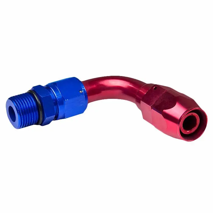 Blue / Red -12 An 90 Degree [Compression Double Swivel Hose End To An Male (Extended)] Oil/Fuel An Fitting Adapter 1