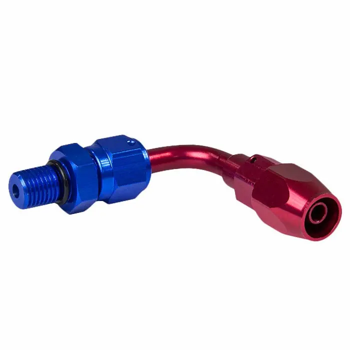 Blue / Red -4 An 90 Degree [Compression Double Swivel Hose End To An Male (Extended)] Oil/Fuel An Fitting Adapter 1