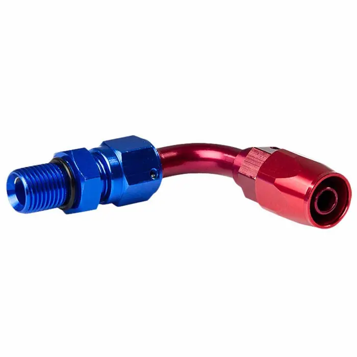 Blue / Red -6 An 90 Degree [Compression Double Swivel Hose End To An Male (Extended)] Oil/Fuel An Fitting Adapter 1