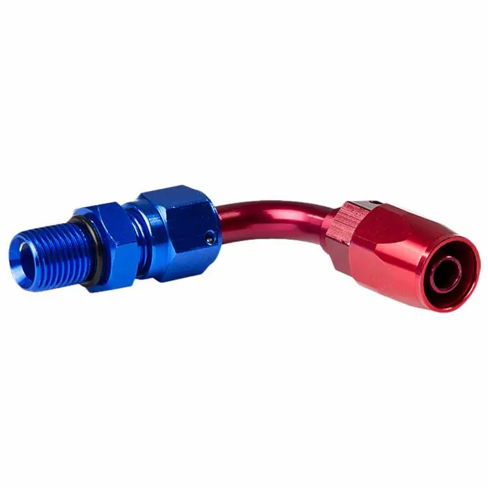 Blue / Red -8 An 90 Degree [Compression Double Swivel Hose End To An Male (Extended)] Oil/Fuel An Fitting Adapter 1