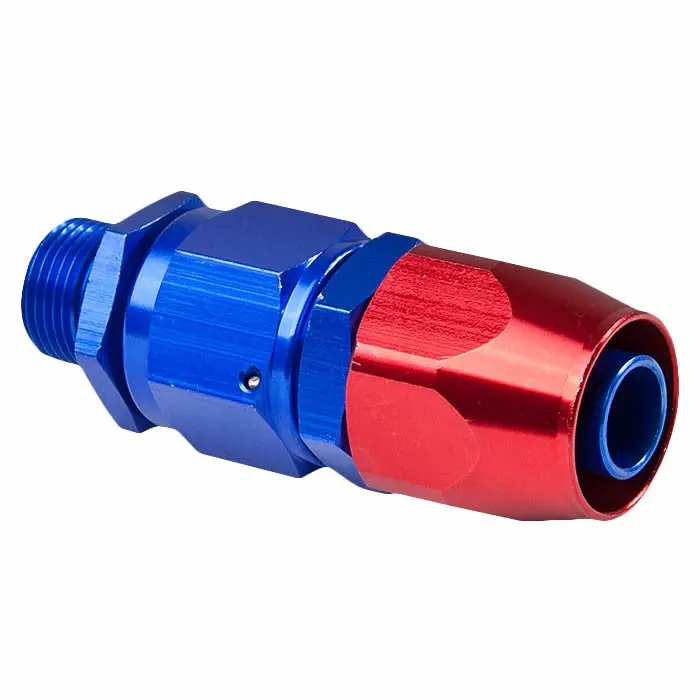 Blue / Red -12 An Straight [Compression Double Swivel Hose End To An Male] Oil/Fuel An Fitting Adapter T1 1