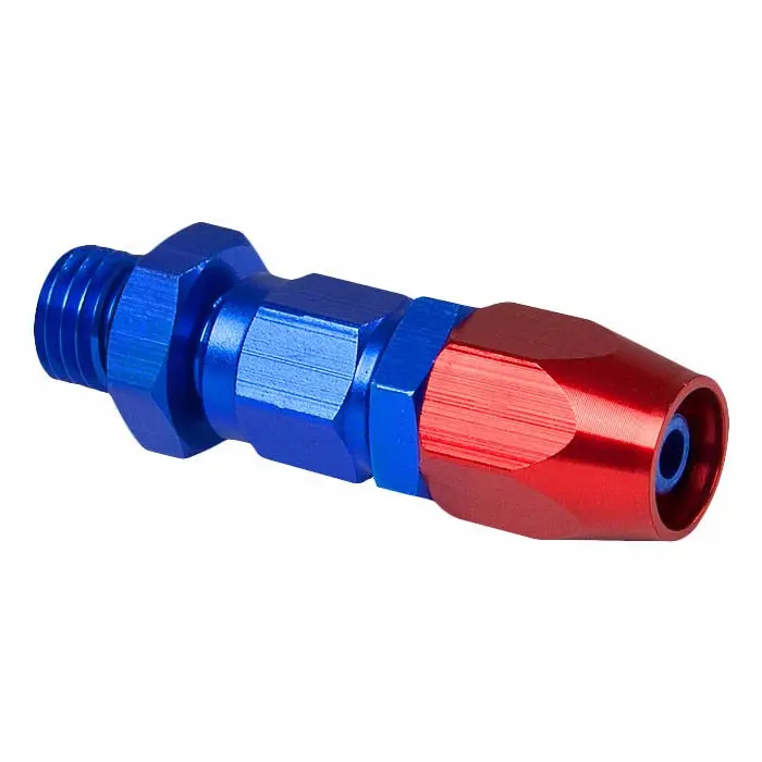 Blue / Red -4 An Straight [Compression Double Swivel Hose End To An Male] Oil/Fuel An Fitting Adapter T1 1
