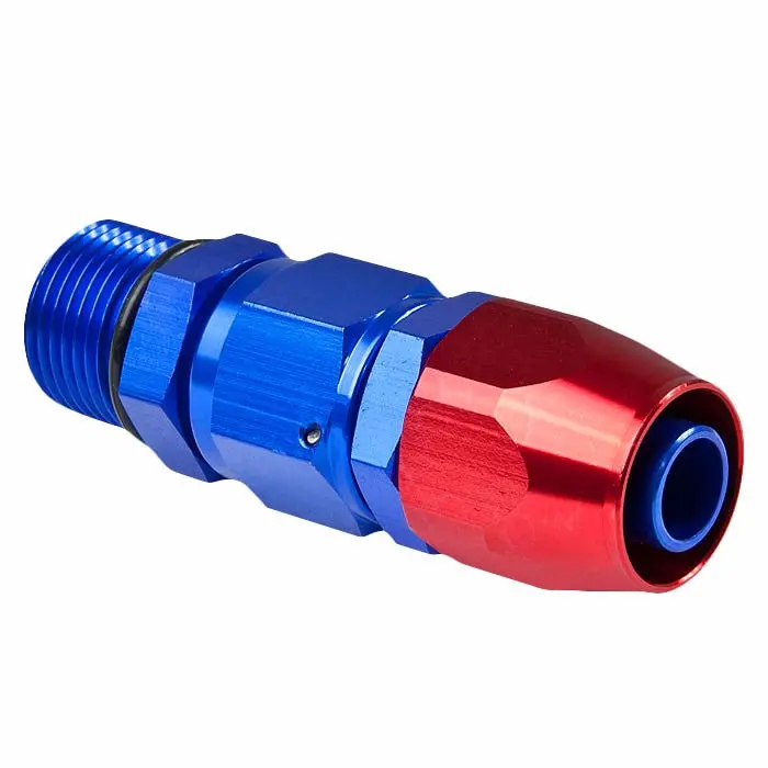 Blue / Red -12 An Straight [Compression Double Swivel Hose End To An Male] Oil/Fuel An Fitting Adapter T2 1