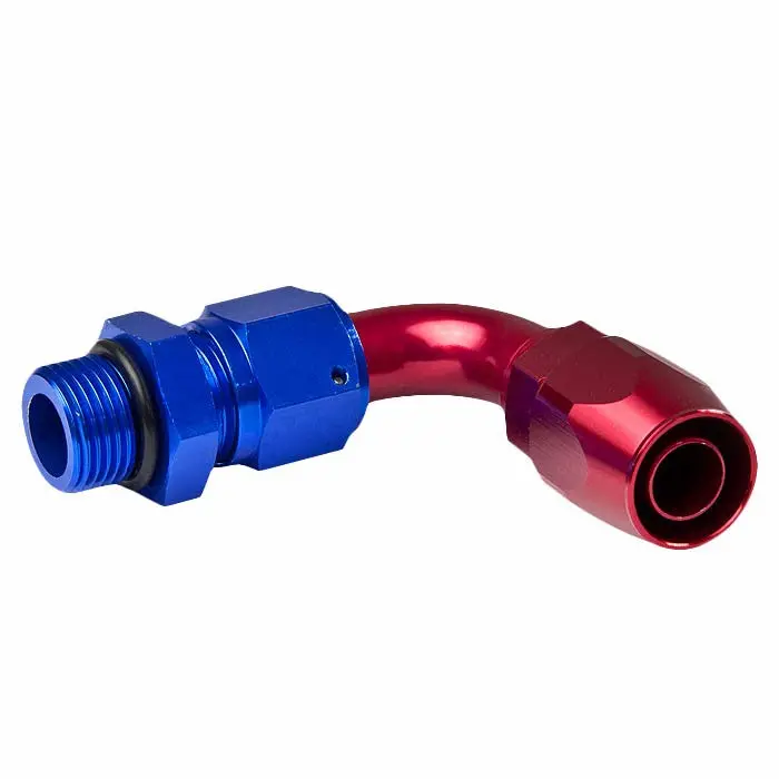 Blue / Red -10 An 90 Degree [Compression Double Swivel Hose End To An Male] Oil/Fuel An Fitting Adapter 1