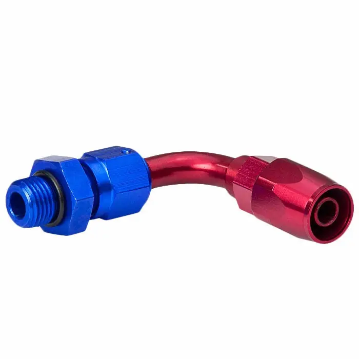Blue / Red -8 An 90 Degree [Compression Double Swivel Hose End To An Male] Oil/Fuel An Fitting Adapter 1