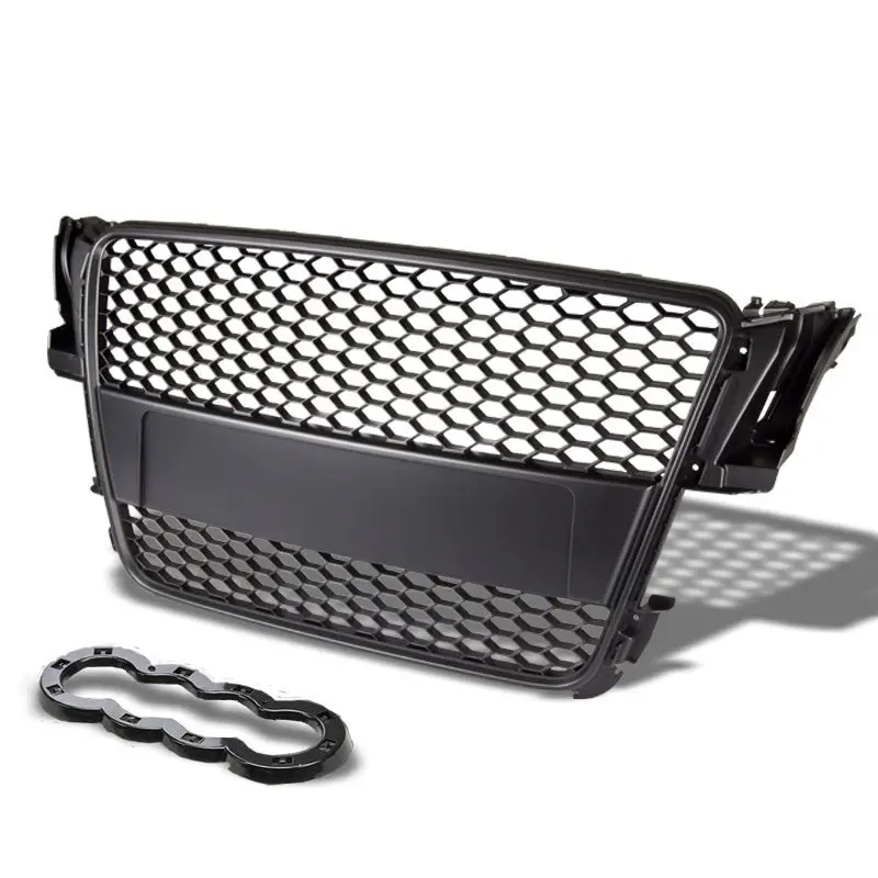 Black Honeycomb Mesh Rs Style Front Grille For 07-11 A5 8T 2.0L/3.0L/4.2L Dohc 1