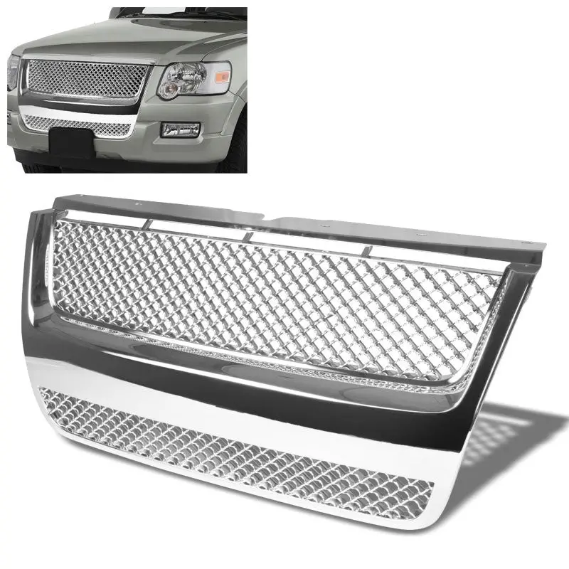 Chrome Diamond Mesh Style Front Grille For 07-10 Explorer U251 4.0L/4.6L V6/V8 1