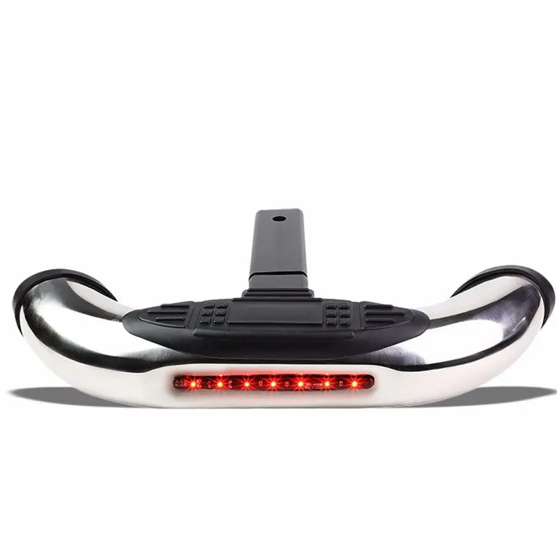 Chrome 18" Pedal Class Iii 1.25/2.00" Receiver 3.00" Led Brake Light Trailer Tailgate/Hitch Step Bar 1