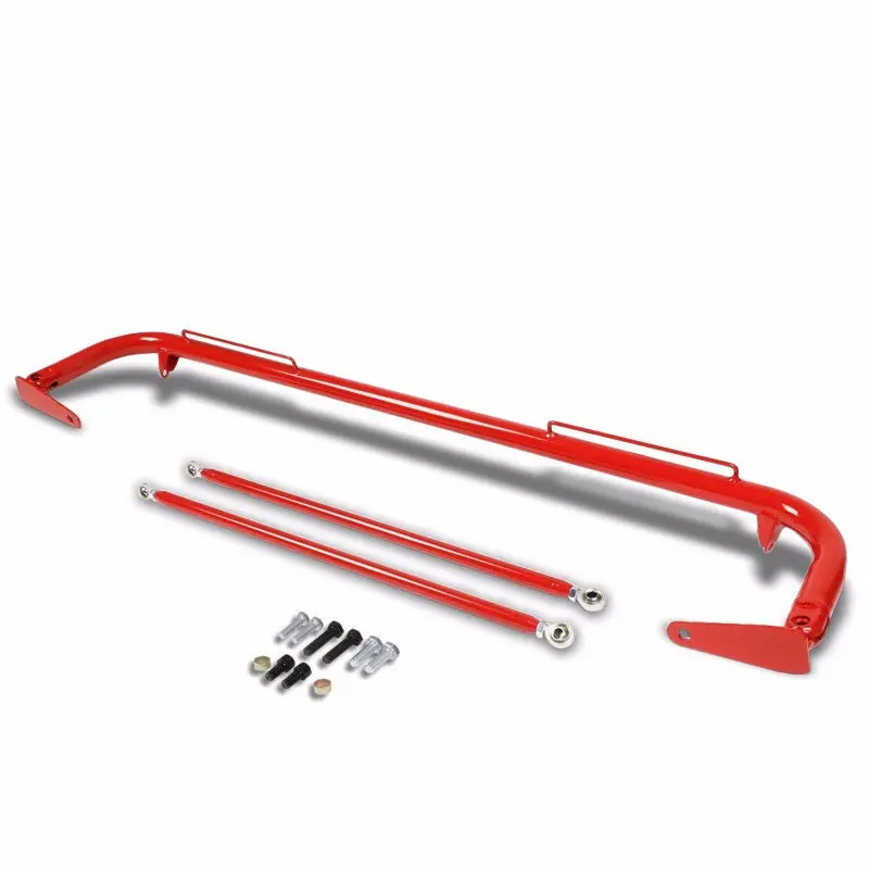 Red Mild Steel 49" Racing Safety Chassis Seat Belt Harness Bar/Across Tie Rod+Support Rod 1