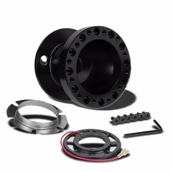 Black Aluminum 6-Hole Steering Wheel Hub Adapter For Colt/Eclipse/Galant/Lancer 1G/2G 1