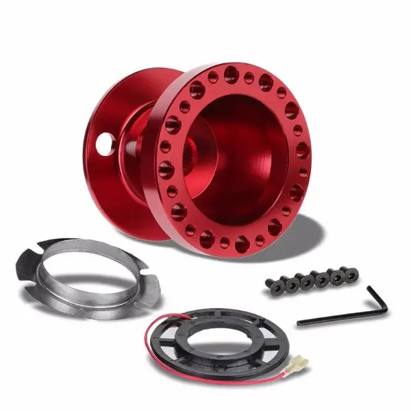 Red Aluminum 6-Hole Steering Wheel Hub Adapter For Colt/Eclipse/Galant/Lancer 1G/2G 1