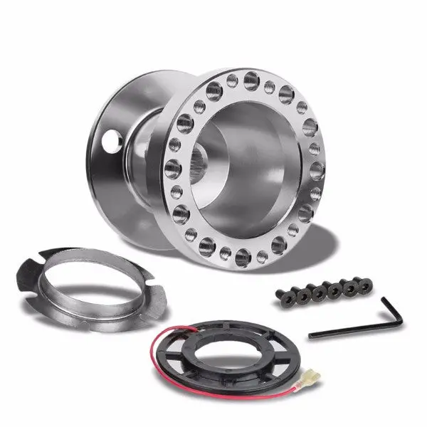 Silver Aluminum 6-Hole Steering Wheel Hub Adapter For Colt/Eclipse/Galant/Lancer 1G/2G 1