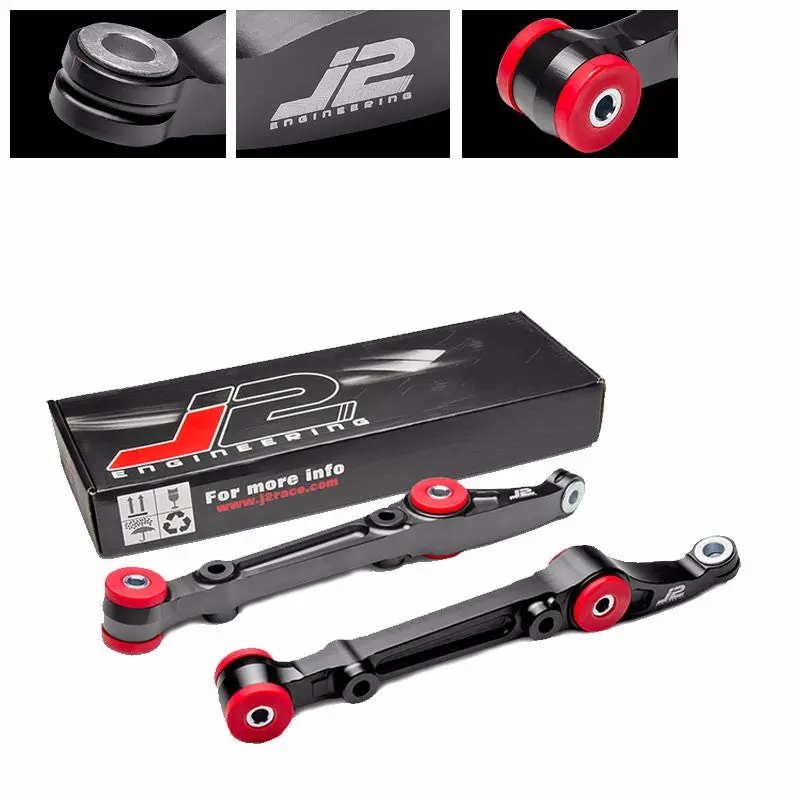J2 Black Aluminum Front Lower Control Arm Bar Suspension For Honda 92-00 Civic 1