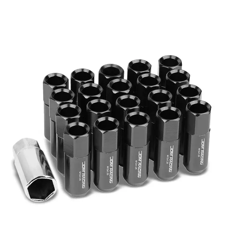 20Pcs Universal Aluminum Gunmetal Lug Nut [Open End Acorn Ty888] [Conical Seat / M12 X 1.25] 1