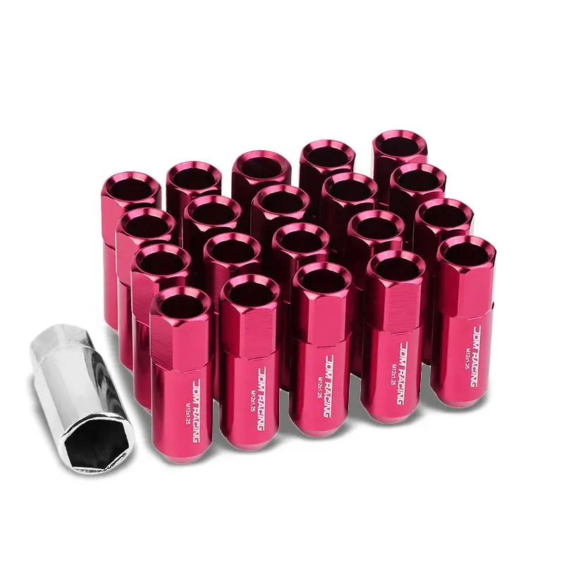20Pcs Universal Aluminum Pink Lug Nut [Open End Acorn Ty888] [Conical Seat / M12 X 1.25] 1