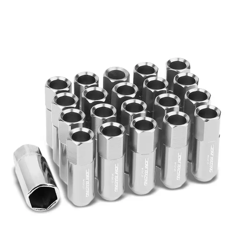 20Pcs Universal Aluminum Silver Lug Nut [Open End Acorn Ty888] [Conical Seat / M12 X 1.25] 1