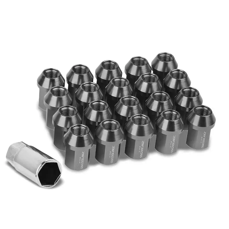 20Pcs Universal Aluminum Gunmetal Lug Nut [Close End Acorn Ty18] [Conical Seat / M12 X 1.25] 1