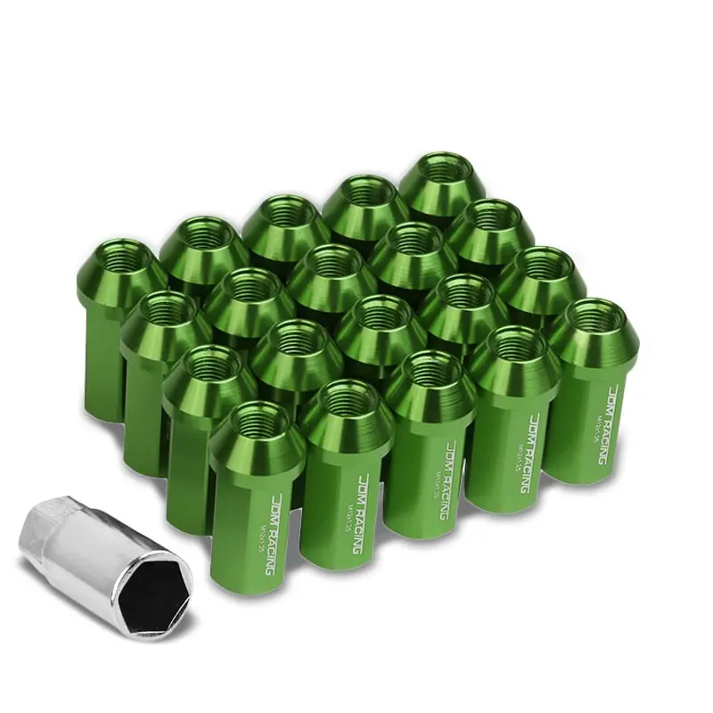 20Pcs Universal Aluminum Green Lug Nut [Close End Acorn Ty19] [Conical Seat / M12 X 1.25] 1
