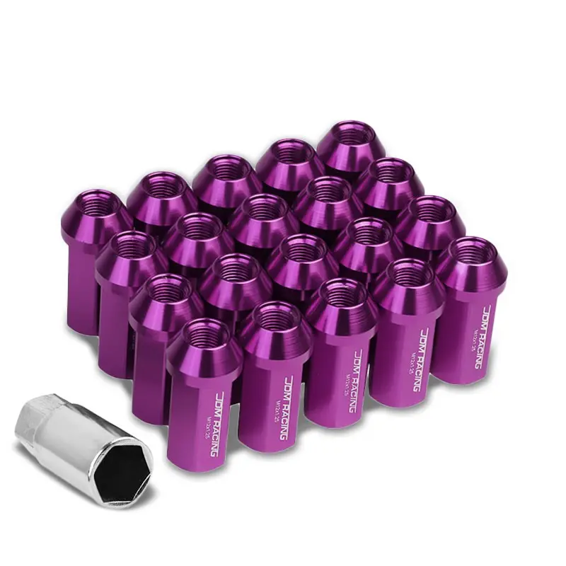 20Pcs Universal Aluminum Purple Lug Nut [Close End Acorn Ty19] [Conical Seat / M12 X 1.25] 1