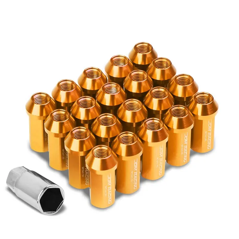 20Pcs Universal Aluminum Orange Lug Nut [Close End Acorn Ty19] [Conical Seat / M12 X 1.50] 1