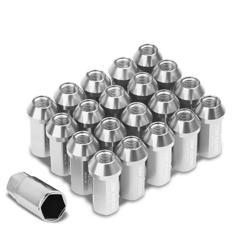 20Pcs Universal Aluminum Silver Lug Nut [Close End Acorn Ty19] [Conical Seat / M12 X 1.50] 1