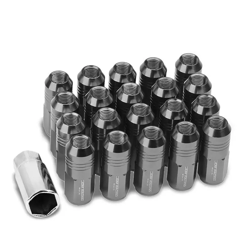 20Pcs Universal Aluminum Gunmetal Lug Nut [Close End Acorn Ty20] [Conical Seat / M12 X 1.25] 1
