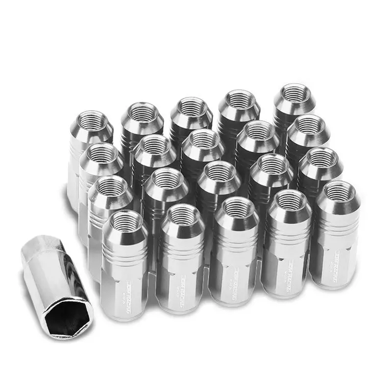 20Pcs Universal Aluminum Silver Lug Nut [Close End Acorn Ty20] [Conical Seat / M12 X 1.25] 1