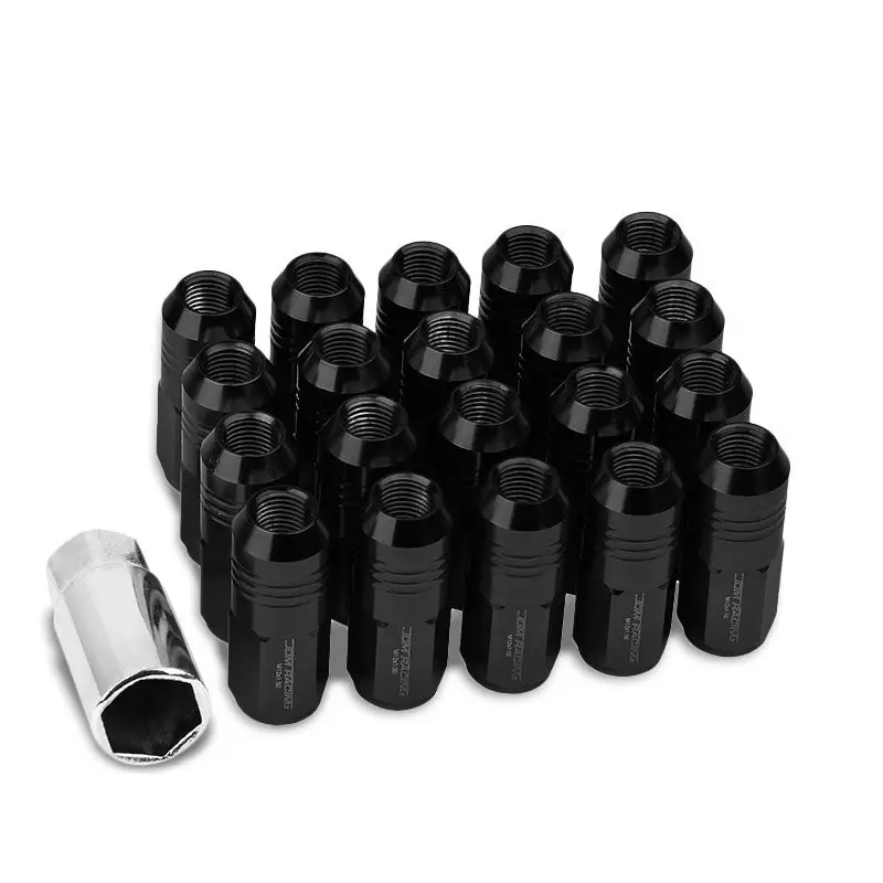 20Pcs Universal Aluminum Black Lug Nut [Close End Acorn Ty20] [Conical Seat / M12 X 1.50] 1