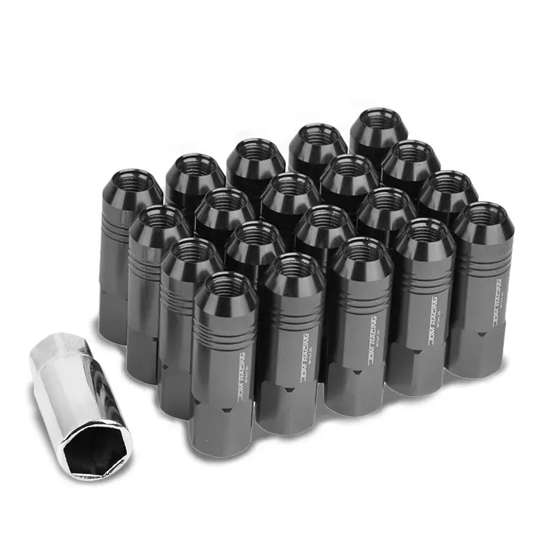 20Pcs Universal Aluminum Gunmetal Lug Nut [Open End Acorn Ty22] [Conical Seat / M12 X 1.25] 1