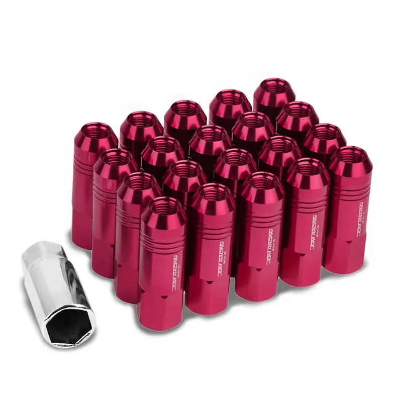 20Pcs Universal Aluminum Pink Lug Nut [Open End Acorn Ty22] [Conical Seat / M12 X 1.25] 1