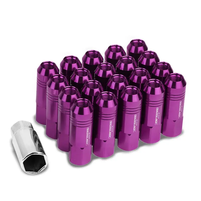20Pcs Universal Aluminum Purple Lug Nut [Open End Acorn Ty22] [Conical Seat / M12 X 1.25] 1