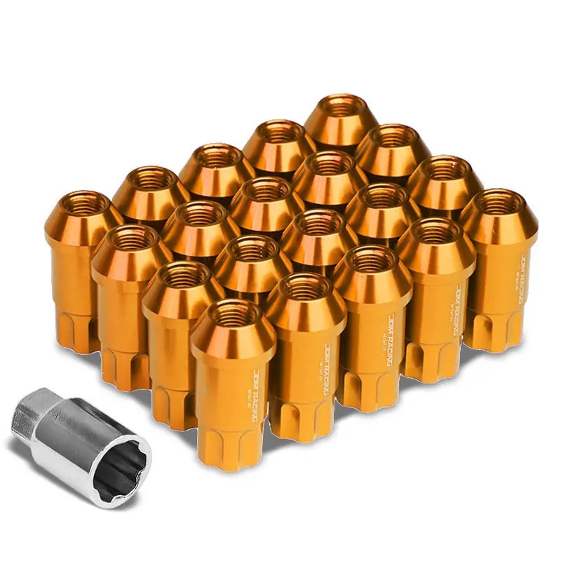 20Pcs Universal Aluminum Orange Lug Nut [Open End Spline Acorn Ty23] [Conical Seat / M12 X 1.25] 1