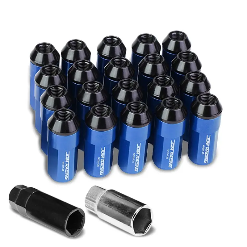 20Pcs Universal Aluminum Blue Lug Nut [Dual Thread Acorn Ty27] [Conical Seat / M12 X 1.25] 1