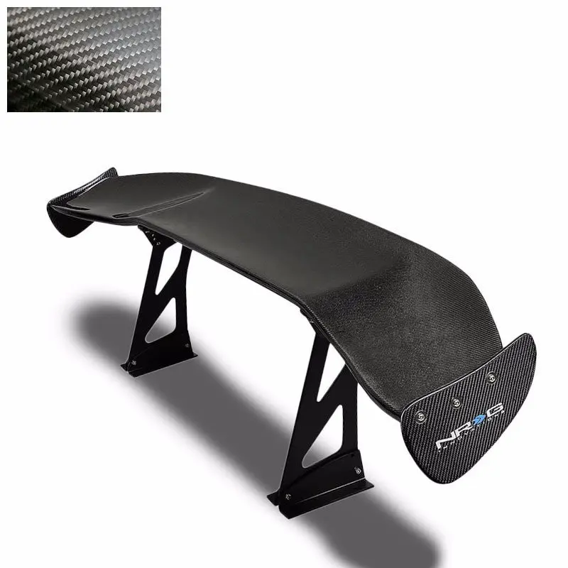 69" Black Nrg Logo Carbon Fiber Racing Gt-Style Rear Trunk Spoiler/Wing+Brackets 1