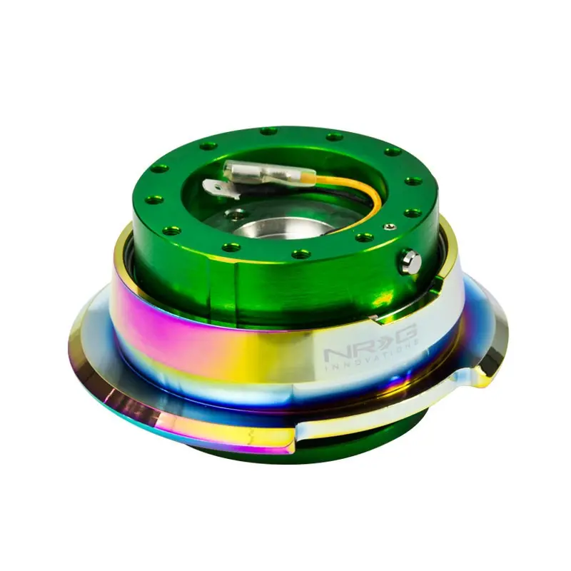 Nrg Green/Neo Chrome Gen 2.8 Race 6-Hole Steering Wheel Quick Release Adapter 1