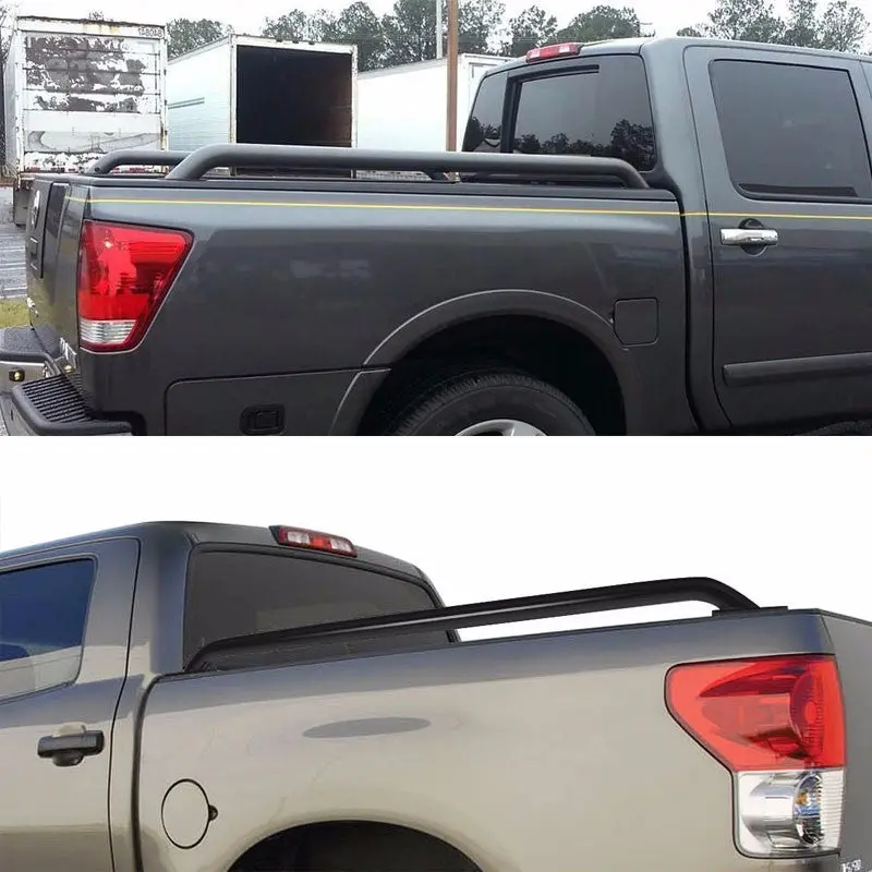 Black Mild Steel 87" Side Rail Bars For 00-13 Silverado/Sierra 96"/97.6" Bed 2