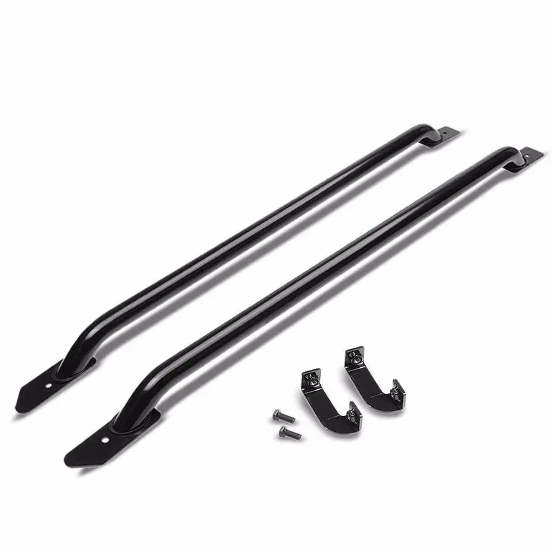 Black Mild Steel 58" Truck Bed Side Rail Bars For 14-17 Silverado/Sierra 66" Bed 1
