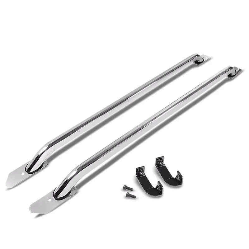 Silver Mild Steel 58" Bed Side Rail Bars For 14-17 Silverado/Sierra 66" Bed 1