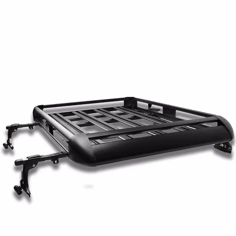 50"X38" Black Aluminum Roof Rack Cargo Luggage Carrier Bracket+Crossbar For Suv 1