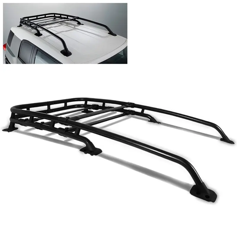 Black Aluminum Roof Rack Top Cargo Luggage Basket/Carrier+Crossbar For Toyota 07-14 Fj Cruiser 1