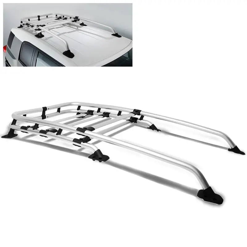 Chrome Aluminum Roof Rack Top Cargo Luggage Basket/Carrier+Crossbar For Toyota 07-14 Fj Cruiser 1