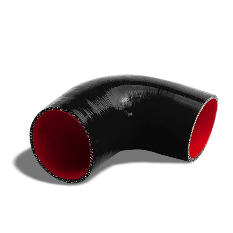 Black-Red Silicone 3" 3-Ply 90 Degree Elbow Hose For Turbo/Intake/Intercooler 1