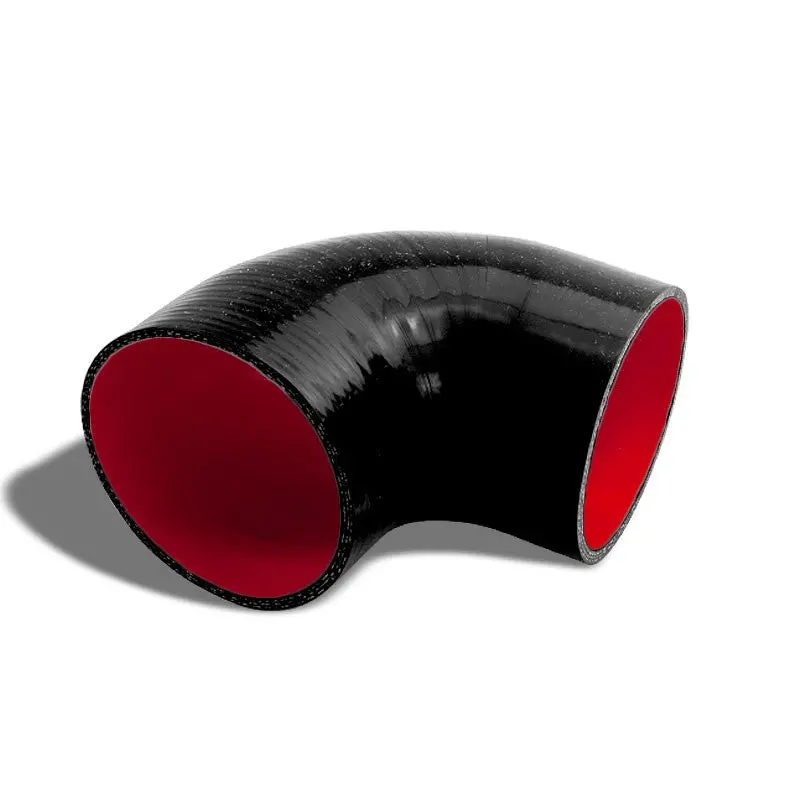 Black-Red Silicone 4" 3-Ply 90 Degree Elbow Hose For Turbo/Intake/Intercooler 1