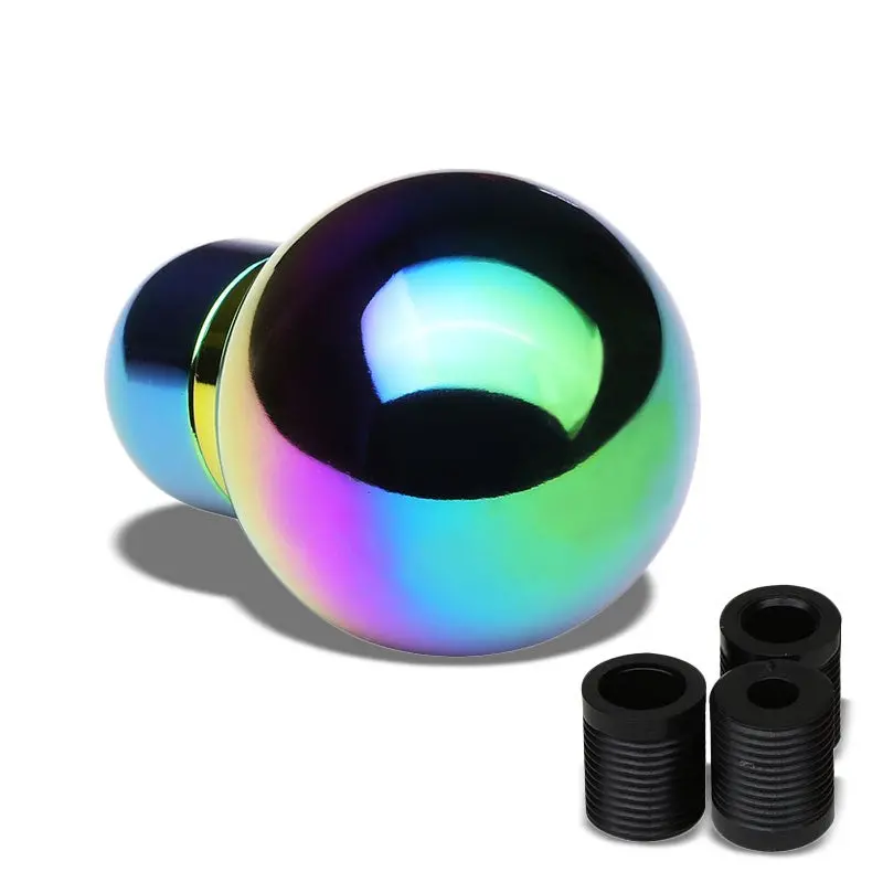 Neo Chrome Clear Shift Pattern Round Racing Shifter Knob+M8/M10/M12 Thread Base 1