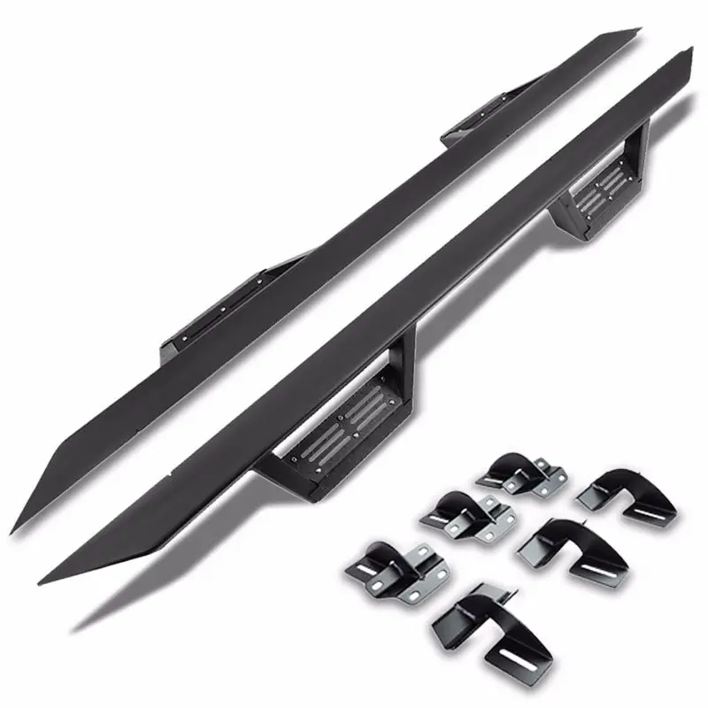 (Step-Down Black) Running Board Nerf Bar For Ford 15+ F-150 / 17+ F-250 F-350 Super Duty [Crew Cab] 1